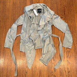 C. Luce Vici “Touch the Sky” Vegan Suede Trench Jacket – Gray – Large – NWT